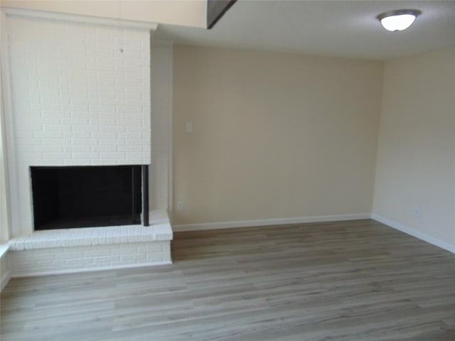 interior space featuring a fireplace and wood-type flooring