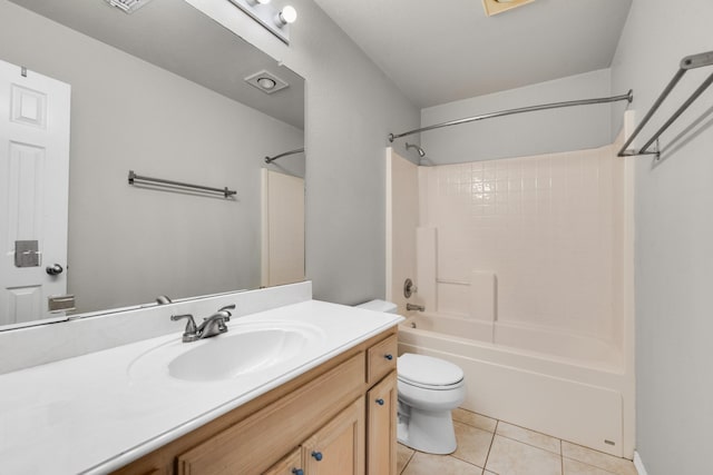 full bathroom featuring tile patterned flooring, vanity, shower / bathing tub combination, and toilet