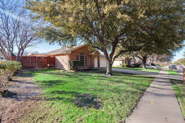 view of property exterior with a garage and a lawn