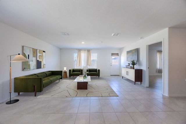 view of tiled living room