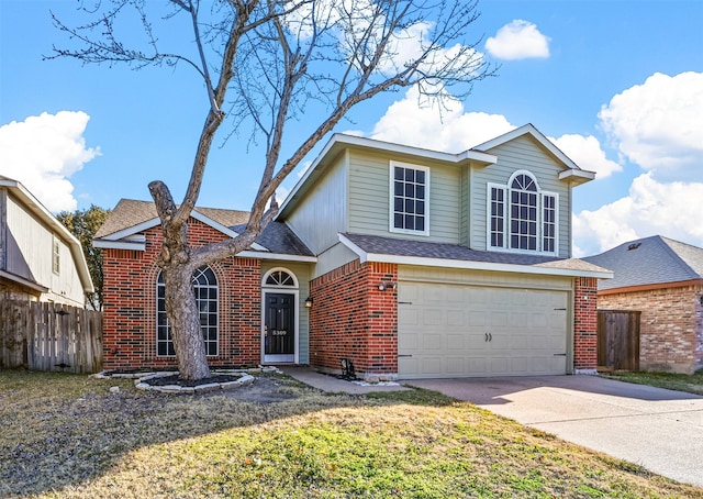 front of property with a garage and a front yard