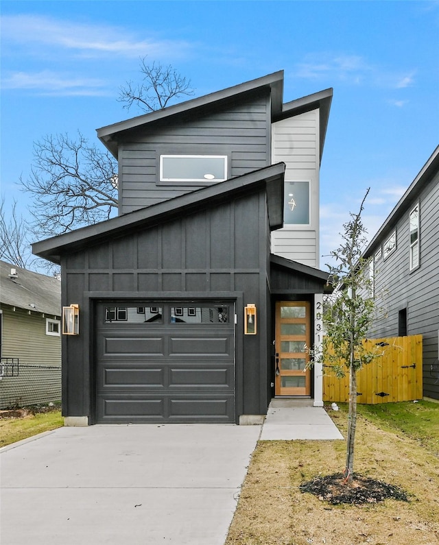 contemporary house with a garage