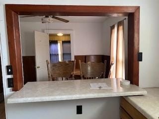 kitchen with ceiling fan