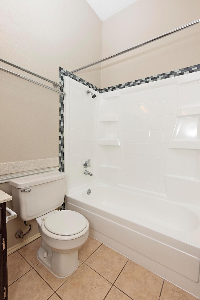 full bathroom featuring vanity, toilet, tile patterned flooring, and shower / bathing tub combination