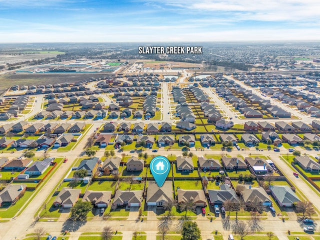 drone / aerial view with a residential view