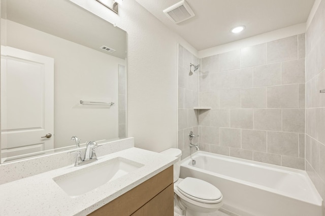 3219 Blossom Trl, Crandall, TX 75114 - full bathroom featuring toilet, shower / bath combination, vanity, and recessed lighting
