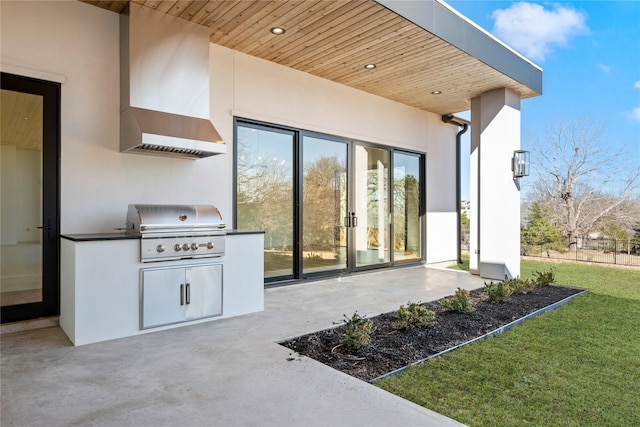 view of patio / terrace with area for grilling and an outdoor kitchen