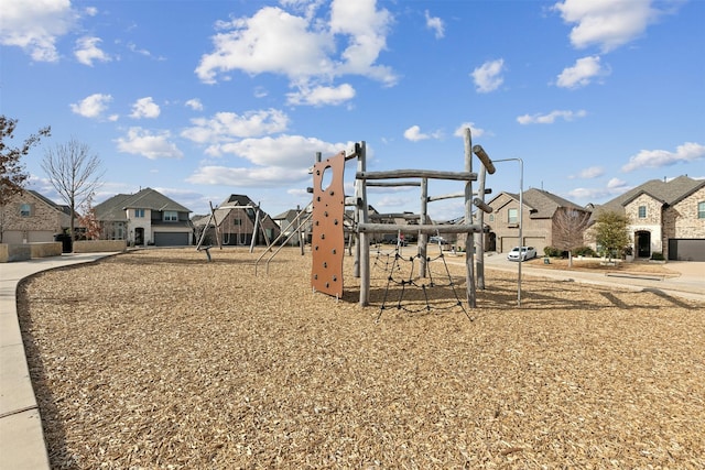 community play area with a residential view