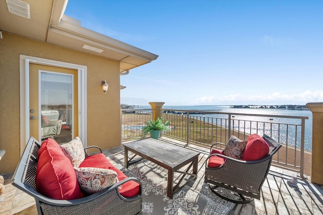 balcony with a water view