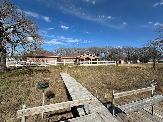 dock area with a rural view