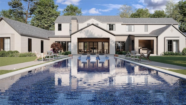 back of house featuring a yard and a patio area