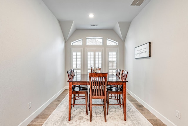 dining space featuring light hardwood / wood-style floors