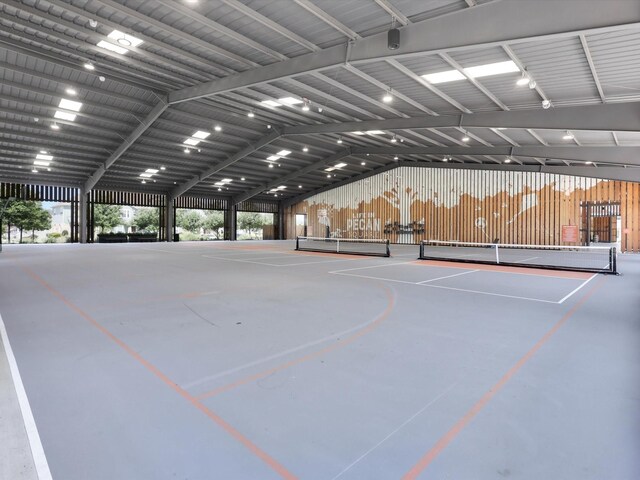 view of basketball court with tennis court