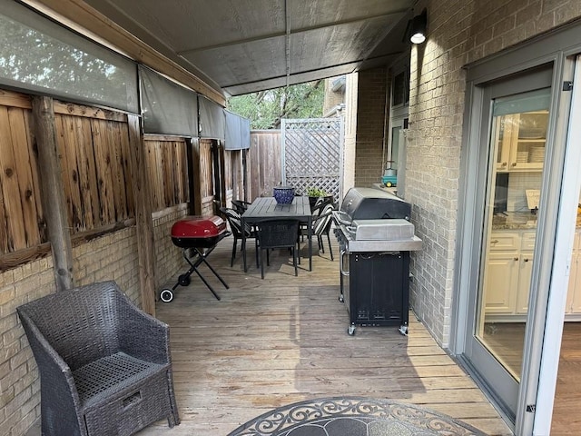 deck featuring grilling area