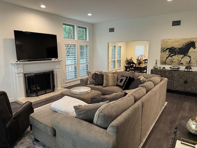 living room featuring hardwood / wood-style flooring and a wealth of natural light