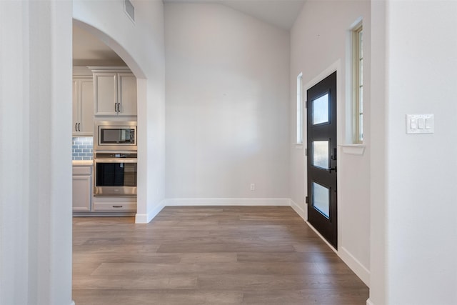 entryway with light wood-type flooring