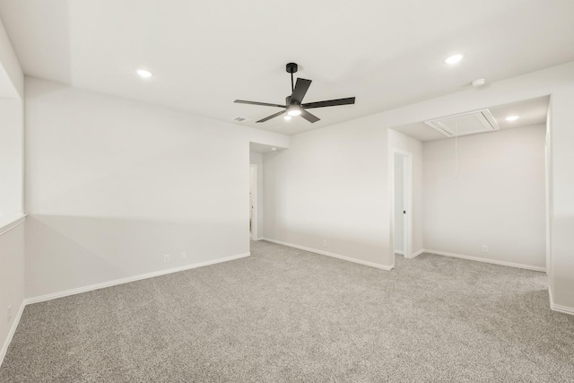 3350 Blazing Star Dr, Crandall, TX 75114 - unfurnished room featuring attic access, carpet floors, a ceiling fan, recessed lighting, and baseboards