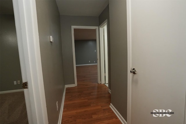 hallway featuring dark hardwood / wood-style floors