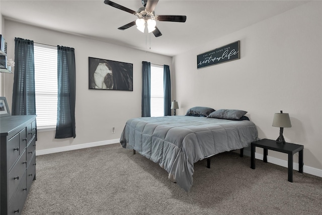 bedroom with carpet and ceiling fan