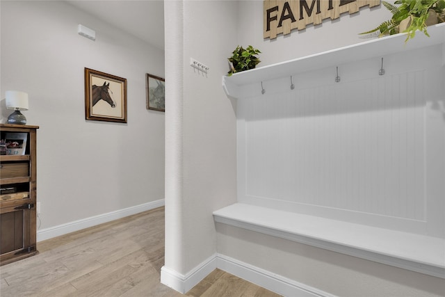 mudroom with light wood-type flooring