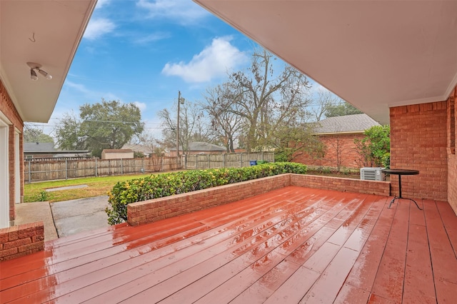 wooden terrace with central air condition unit