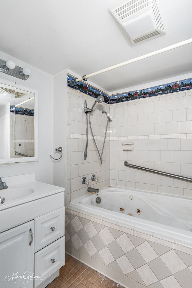 164 Ruth, Haughton, LA 71037 - bathroom with tile patterned floors, vanity, and tiled shower / bath combo