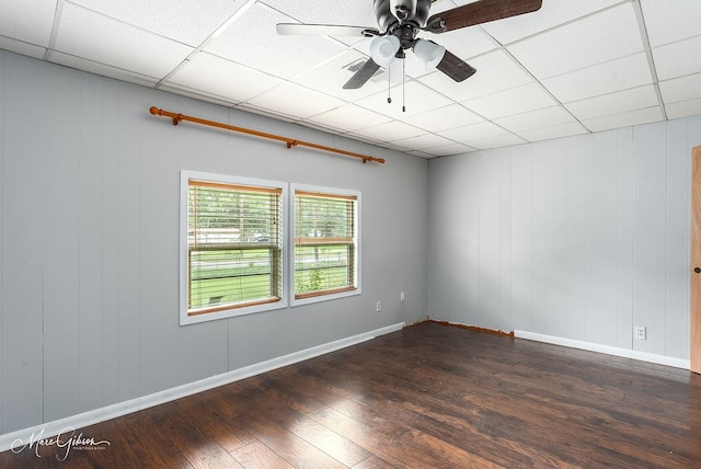 164 Ruth, Haughton, LA 71037 - unfurnished room with a paneled ceiling, dark hardwood / wood-style floors, and ceiling fan