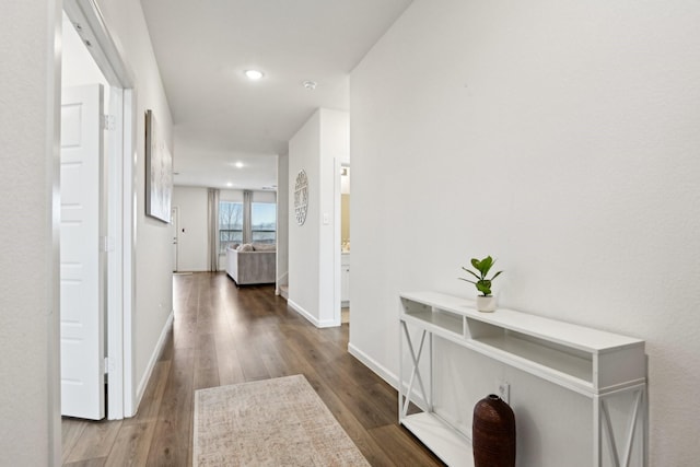 hall featuring dark hardwood / wood-style flooring