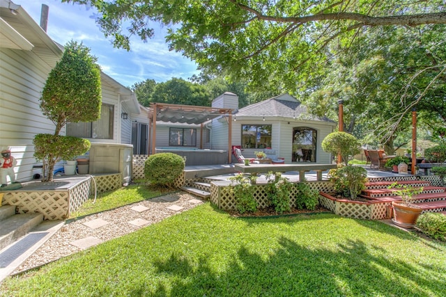 view of yard with a pergola