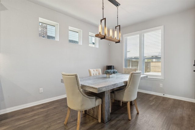 dining area with dark hardwood / wood-style flooring