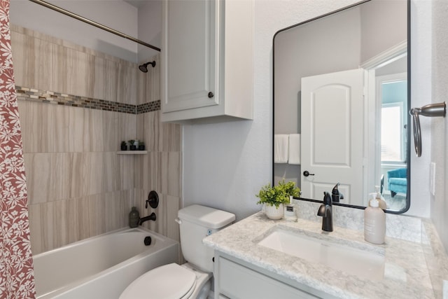 full bathroom featuring vanity, toilet, and shower / bath combo with shower curtain