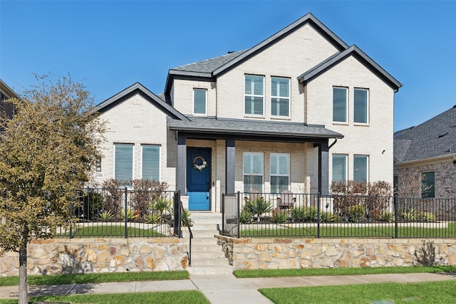 view of front of property featuring covered porch