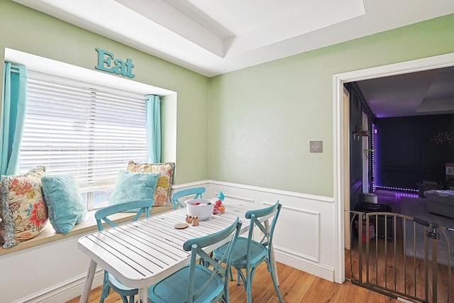 dining area featuring light wood-type flooring