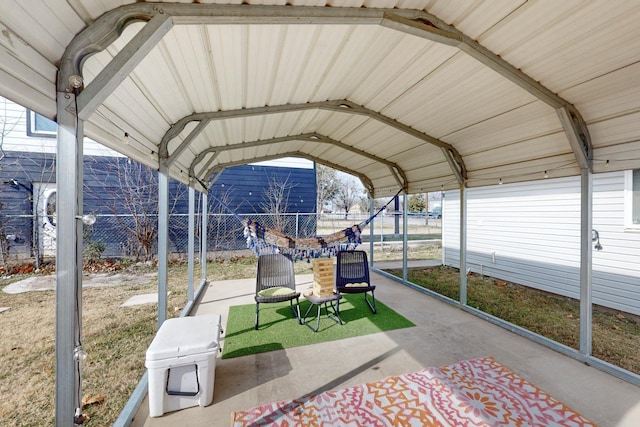 unfurnished sunroom featuring vaulted ceiling