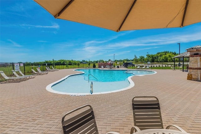 view of pool featuring a patio area