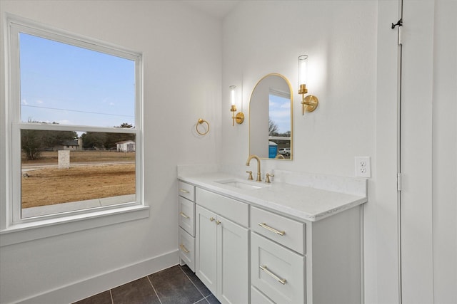 bathroom featuring vanity and tile patterned flooring