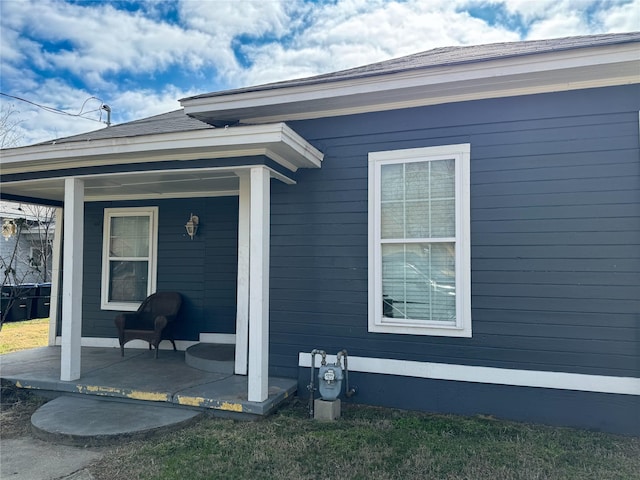 view of home's exterior with covered porch