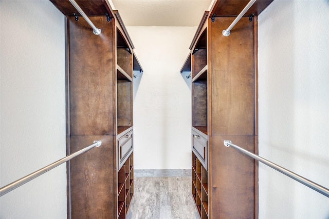 spacious closet with light wood-type flooring