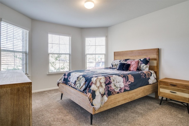 bedroom with multiple windows and carpet flooring