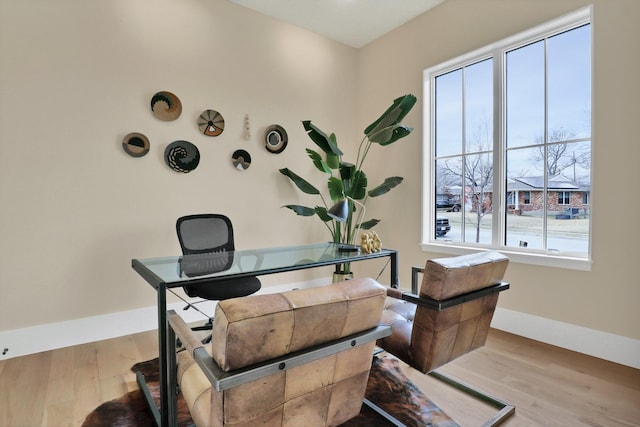 home office featuring light wood-type flooring