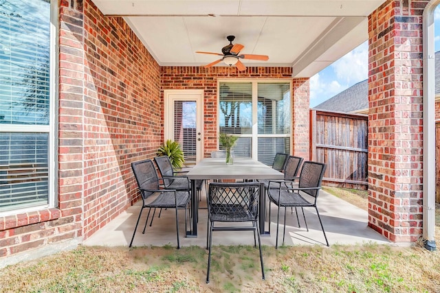 view of patio / terrace featuring ceiling fan