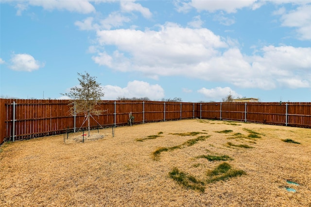 view of yard with a fenced backyard