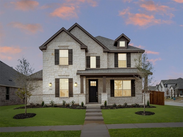 371 Freestall Dr, Midlothian, TX 76065 - french country style house with a front lawn and stone siding