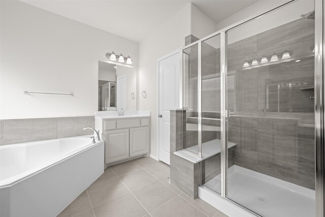 371 Freestall Dr, Midlothian, TX 76065 - full bath featuring a stall shower, tile patterned flooring, vanity, and a bath