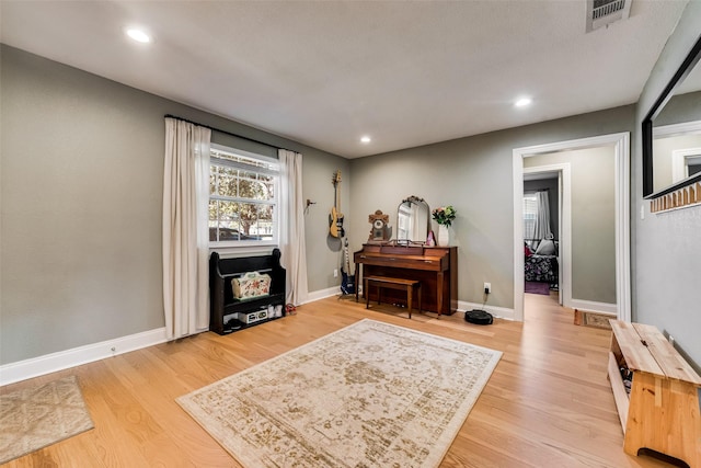 living area featuring light wood-type flooring