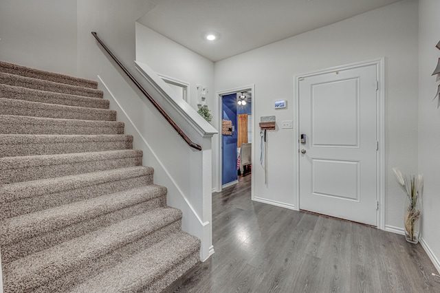 entrance foyer featuring wood-type flooring