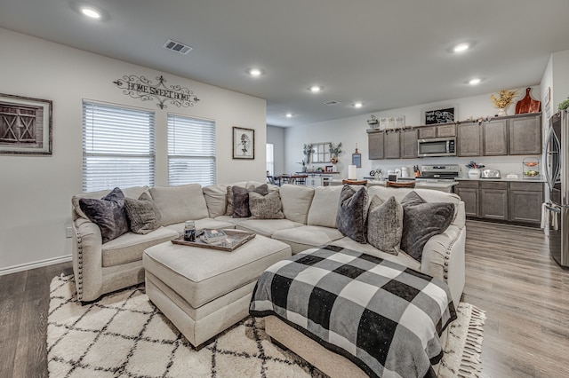 living room featuring light hardwood / wood-style flooring