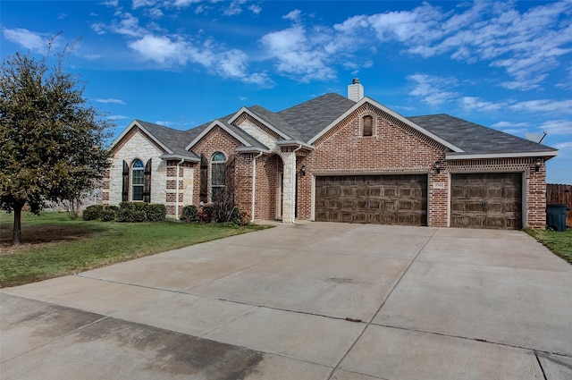 view of front of home with a garage and a front yard