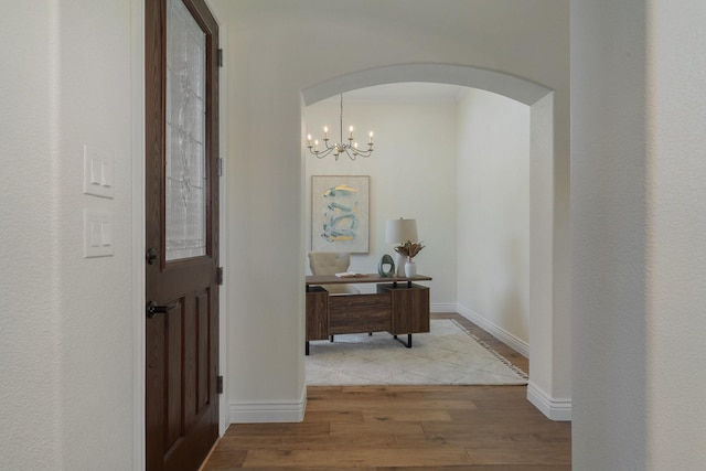 hallway featuring light wood-type flooring