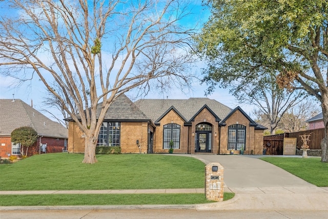 view of front of property with a front lawn